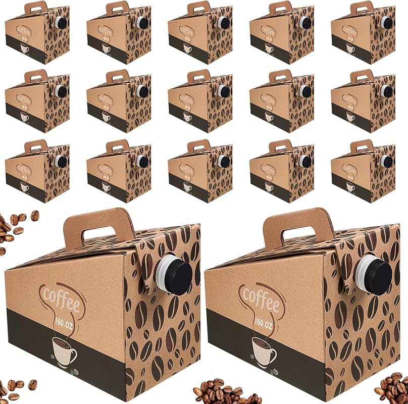 Dandat 10-Piece 160oz Disposable Coffee Dispenser Box with Spout - Ins
