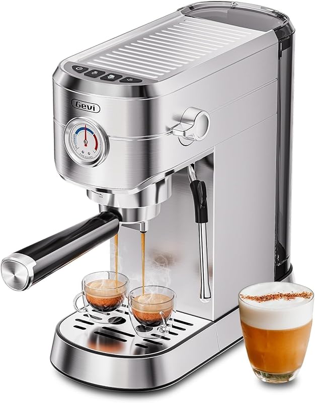 Gevi 20 Bar Commercial Espresso Machine with Milk Frother, Stainless S