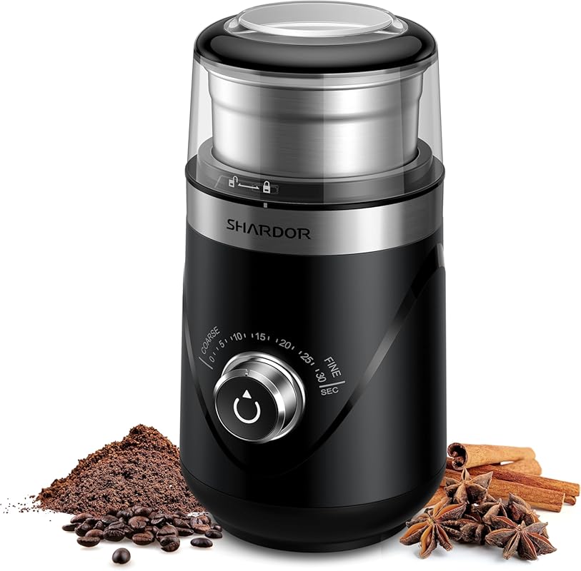 SHARDOR Electric Super Silent Blade Coffee Grinder with Timed Rotary K