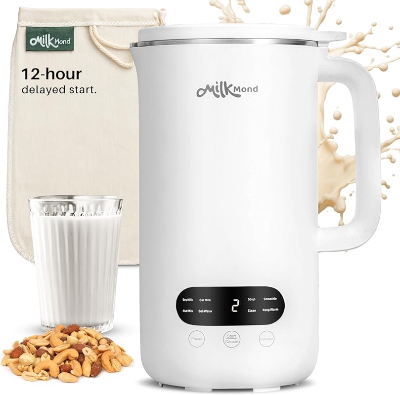8-in-1 Nut Milk Maker with 32oz, 10 Stainless Steel Blades for Almond