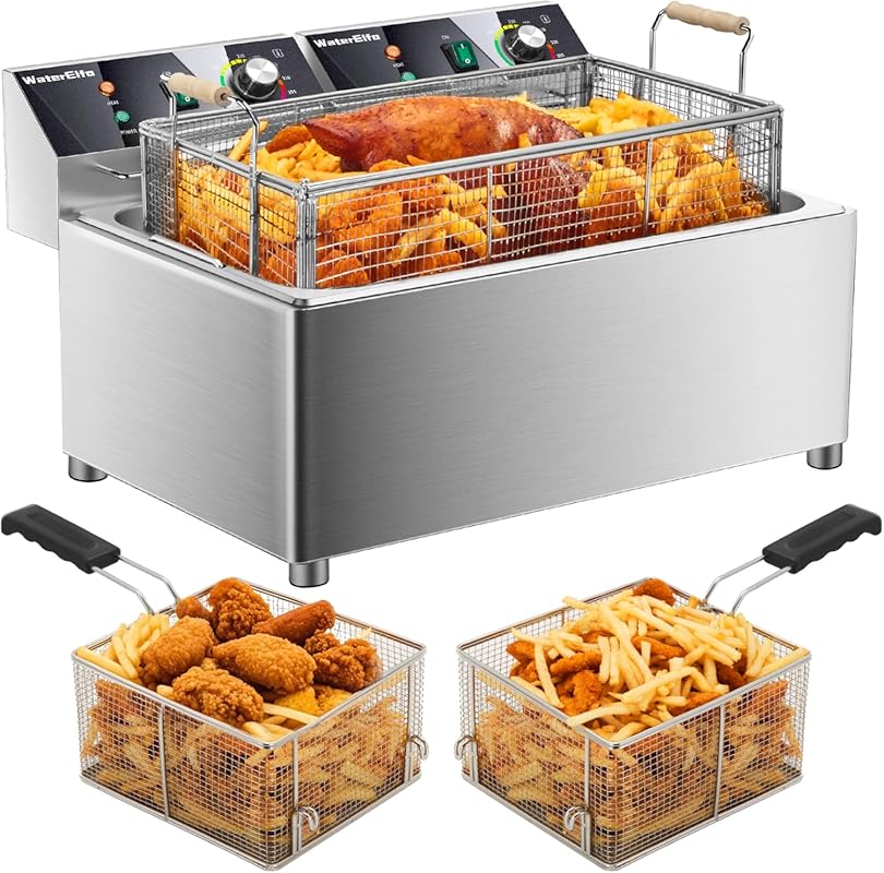 3600W Electric Commercial Deep Fryer with 27.4QT Twin Cylinder Capacit