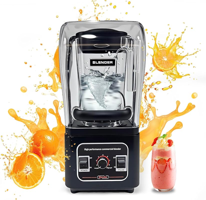 1800W Commercial Blender with Noise Reduction, Professional Quiet for 