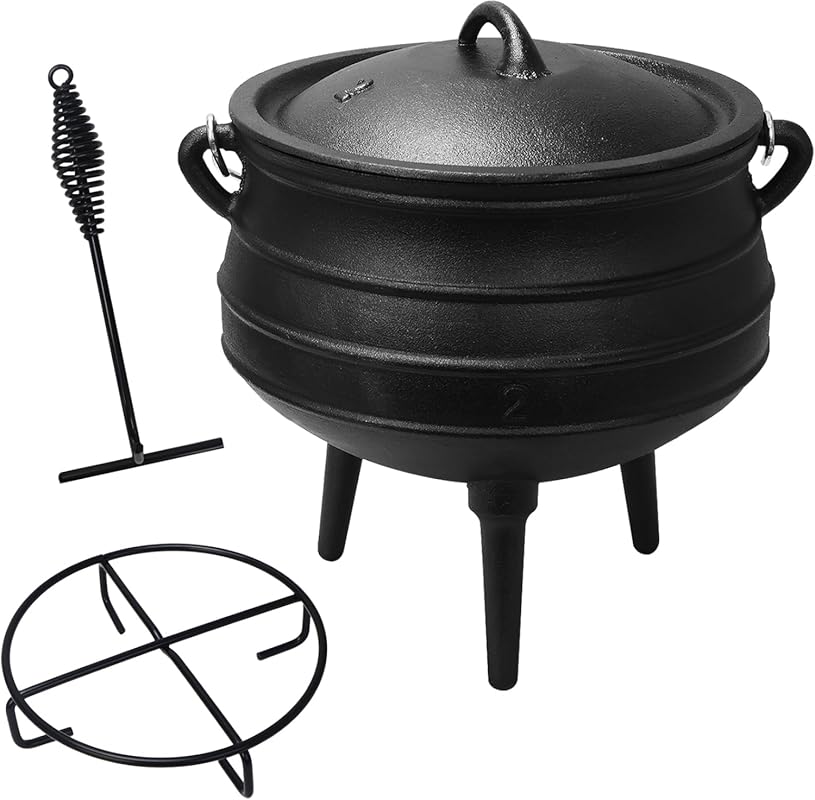 Mabeeze 6 Qt South African Potjie Cauldron - 3-Legged Dutch Oven with