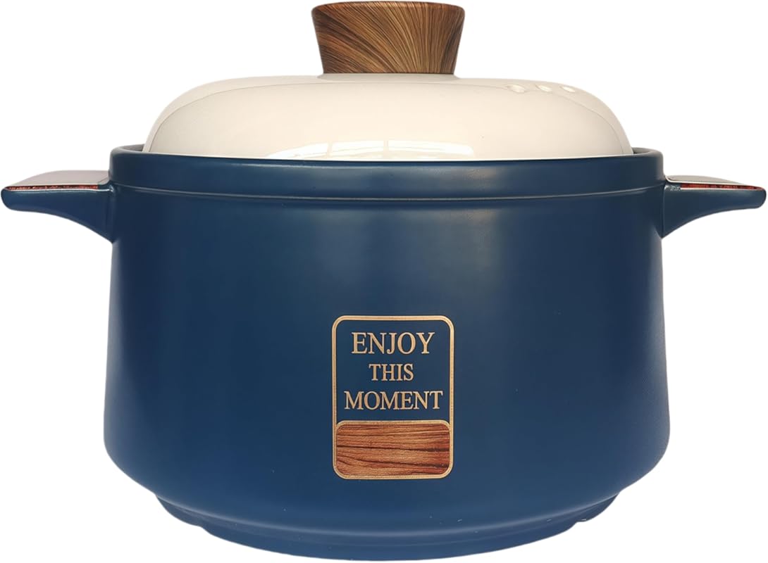 4.7-Quart Clay Cooking Pot with Lid - Ceramic Pot for Stewing and Soup