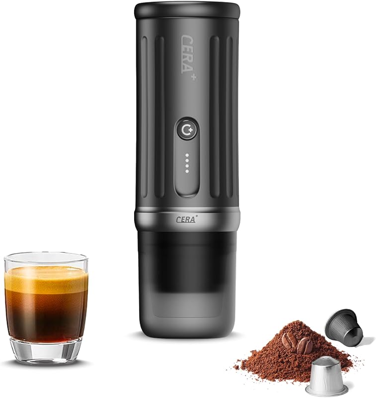CERA+ Self-Heating Portable Espresso Maker 8 Cups Charge 20 Bar Travel