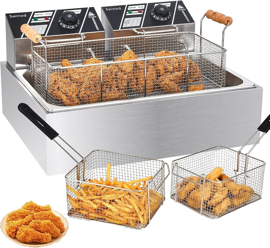 3400W Commercial Deep Fryer with Detachable 12.7QT Stainless Steel Bas