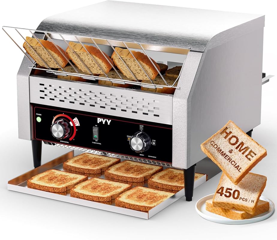 PYY 450 Slices/Hour Commercial Conveyor Toaster: Electric Heavy-Duty S