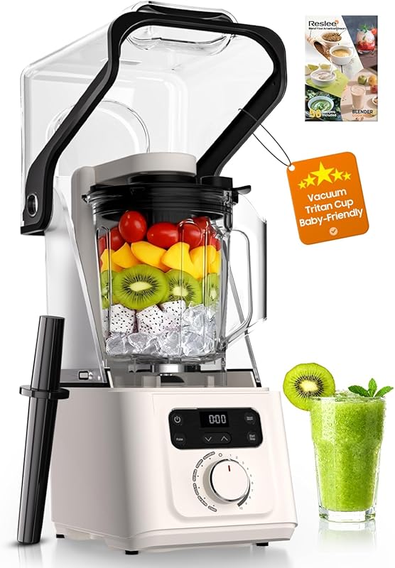 Commercial Vacuum Blender: 40000 RPM, 3000W, 56oz Tritan Cup, Quiet Sh