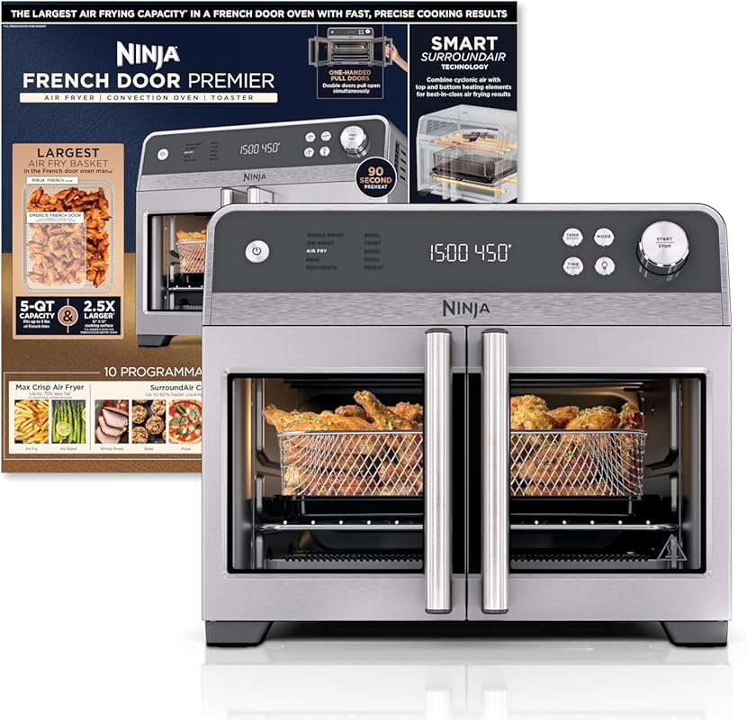 Ninja French Door Premier Air Fryer Toaster Oven Combo, 5-qt Basket, P
