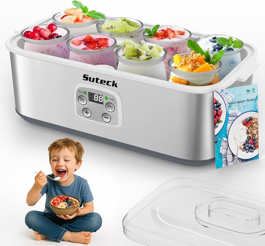 Suteck Yogurt Maker Stainless Steel Adjustable Time Temperature Auto S