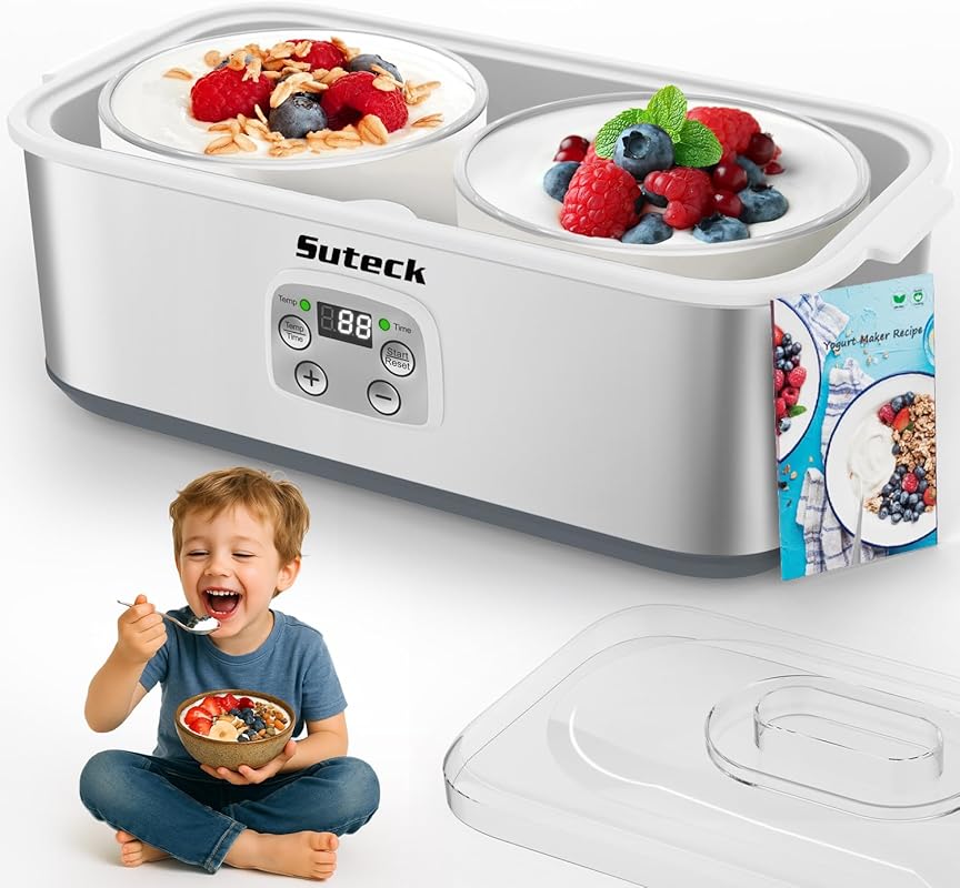 Suteck Yogurt Maker Stainless Steel Adjustable Time Temperature Auto S