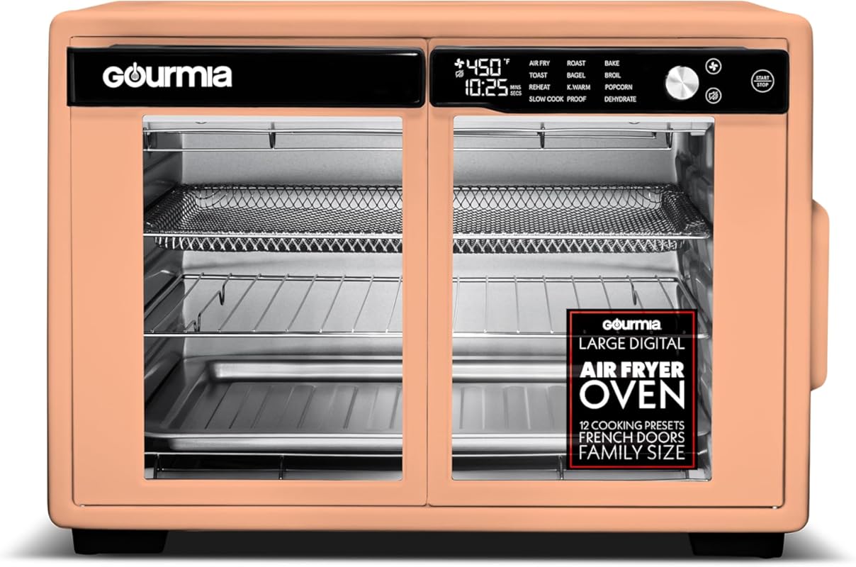 Gourmia 37Qt French Door Air Fryer Oven with 12 Presets, Convection, D
