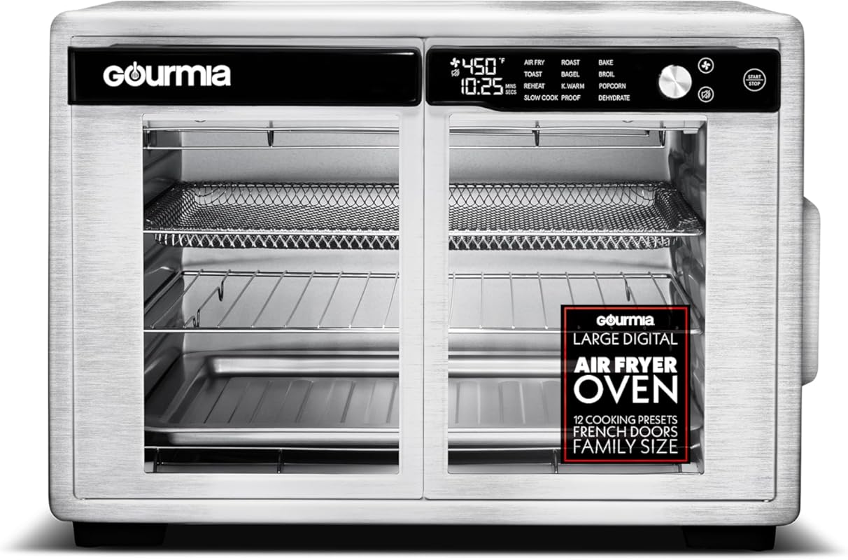 Gourmia French Door Air Fryer Oven, 37 QT, FryForce 360°, 12 Presets, 