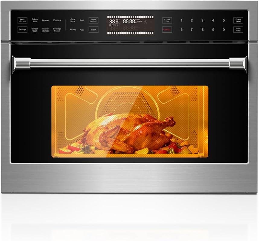 AAOBOSI 24-inch Built-in Microwave: Air Fry, Convection, 1.6 cu ft, 10