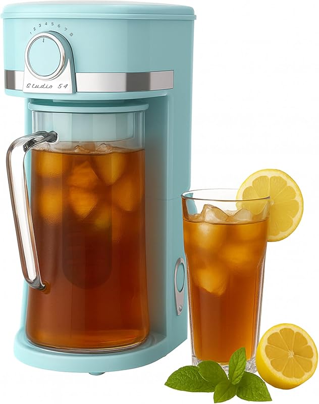 Studio 54 Retro Iced Tea Maker: 3QT, Infuser, Adjustable Strength for