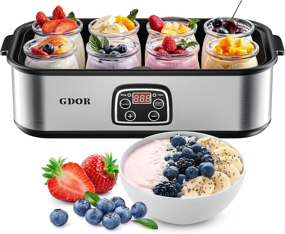 GDOR Greek Yogurt Maker Adjustable Temperature Timer Probiotic-Rich 8