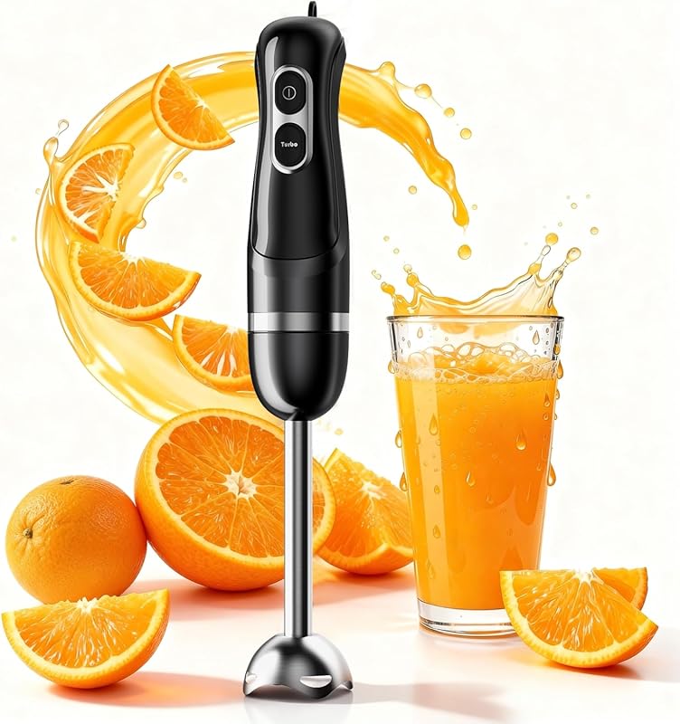Corded Electric Handheld Immersion Blender with 2 Speeds and Stainless
