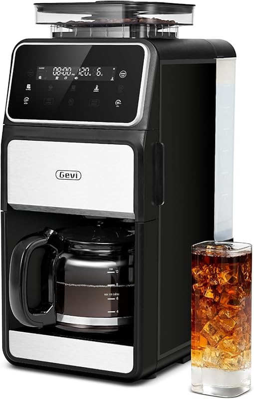 Gevi 10-Cup Grind & Brew Coffee Maker: Touch Screen Control, Programma
