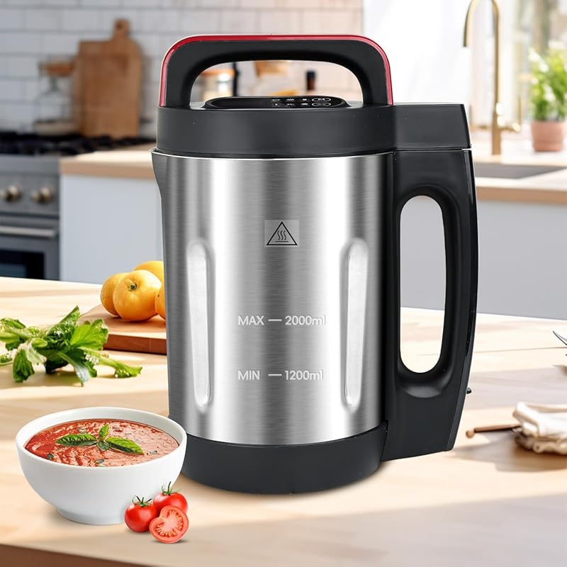 Homtone 2L 6-in-1 Soup Maker for Smooth and Chunky Soup, Makes 2-6 Ser