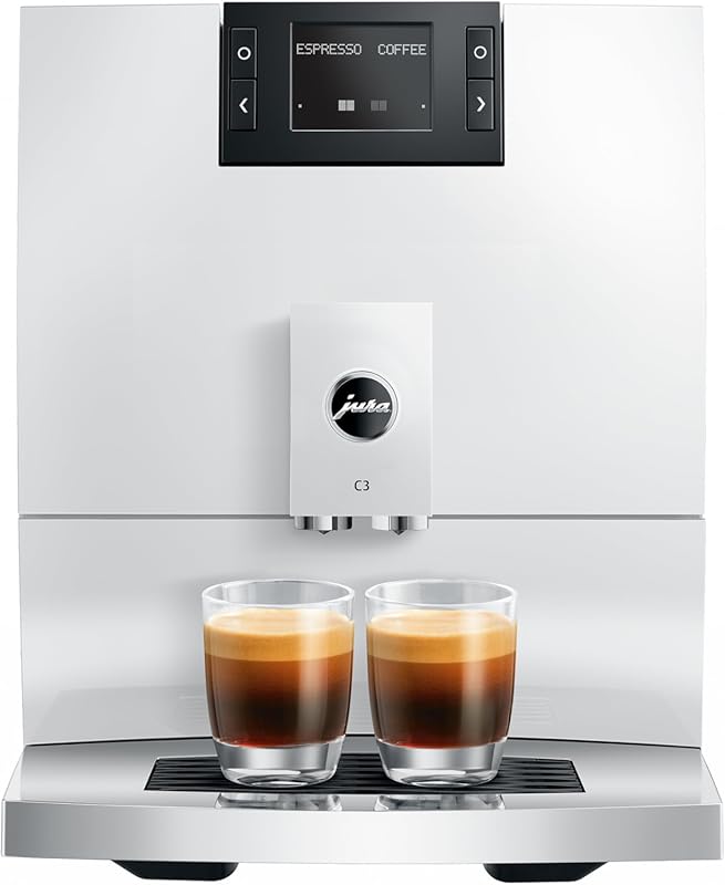 Jura C3 Piano White Automatic Coffee Machine: One-touch espresso and c