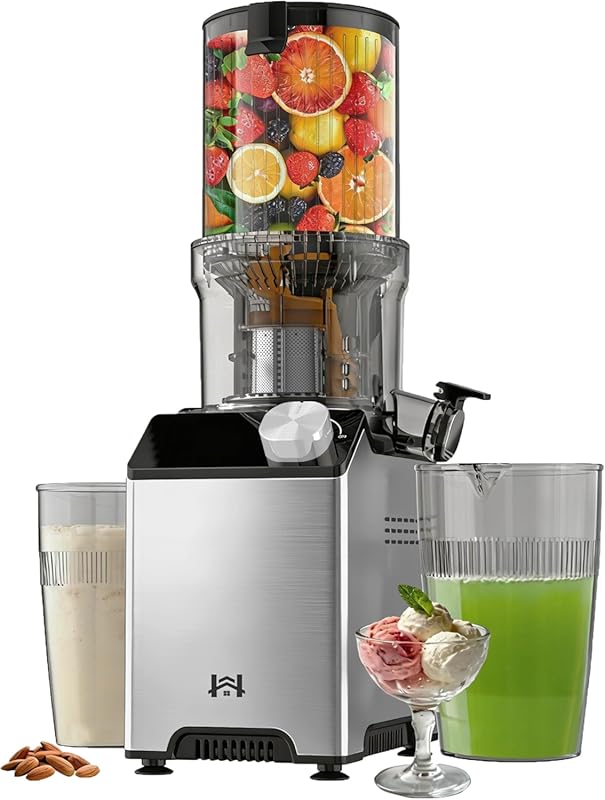 Cold Press Juicer with Wide Feed Chute, Slow Masticating, Easy Clean,