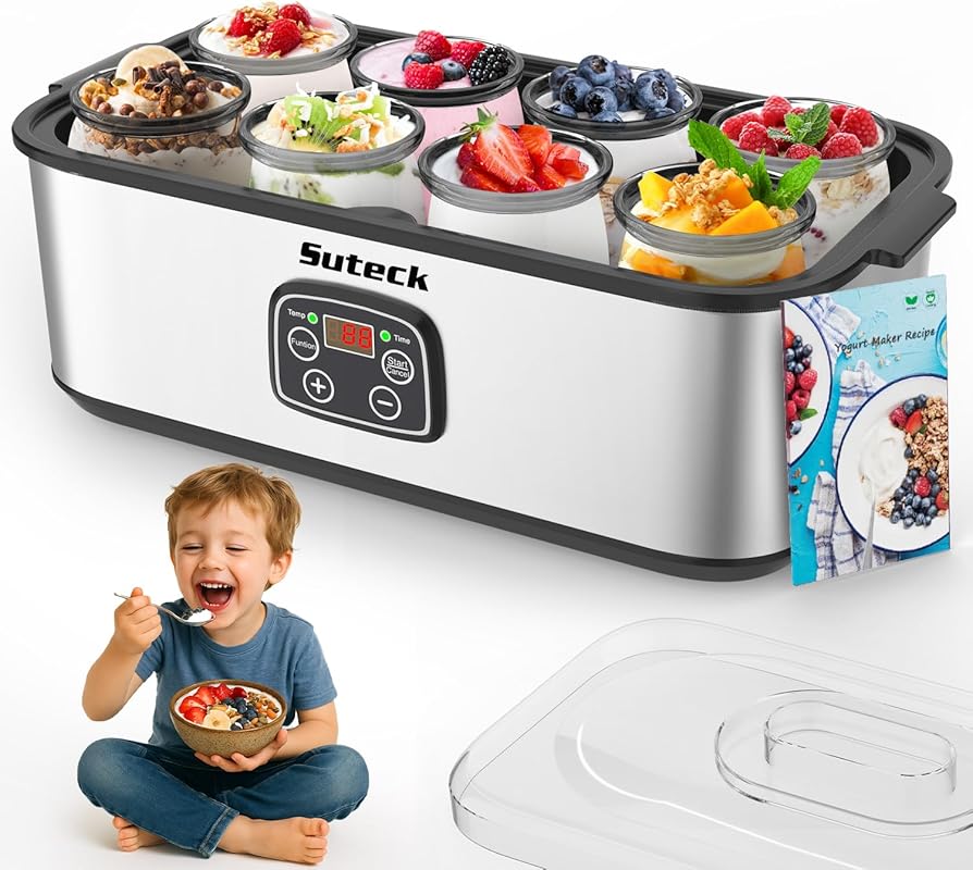 Suteck Yogurt Maker Stainless Steel Adjustable Time Temperature Auto S