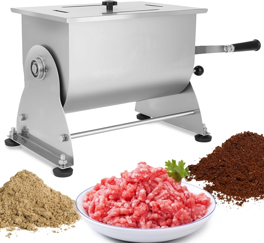 20-Pound Capacity Manual Tilting Meat Mixer with Stainless Steel Const