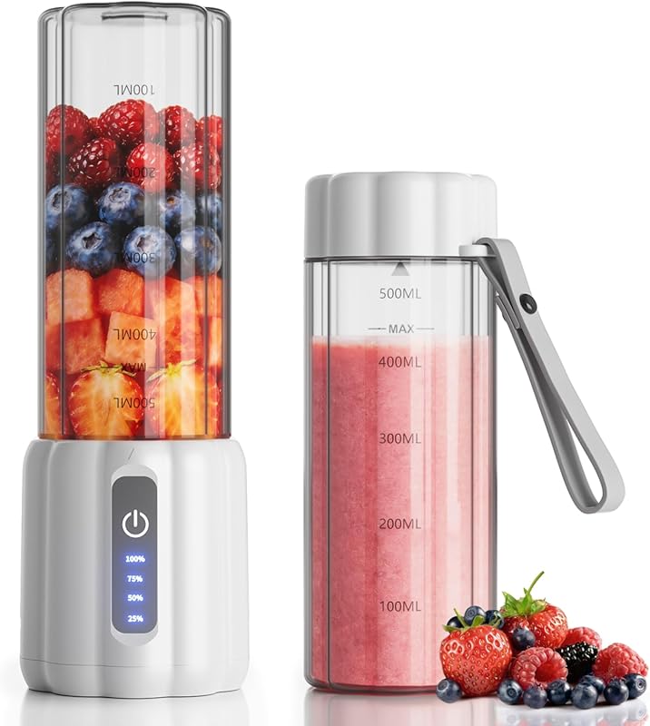 Portable Blender: 17oz with LED Display, USB-C Rechargeable, 6 Blades