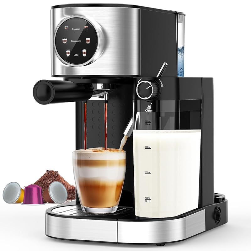 20 Bar Super Compact Espresso Machine with Touch Screen, Stainless Ste