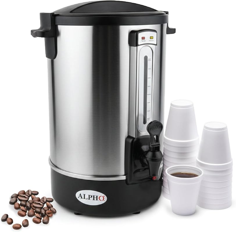 ALPHA LIVING 100-Cup Electric Coffee Urn - Stainless Steel Large Capac