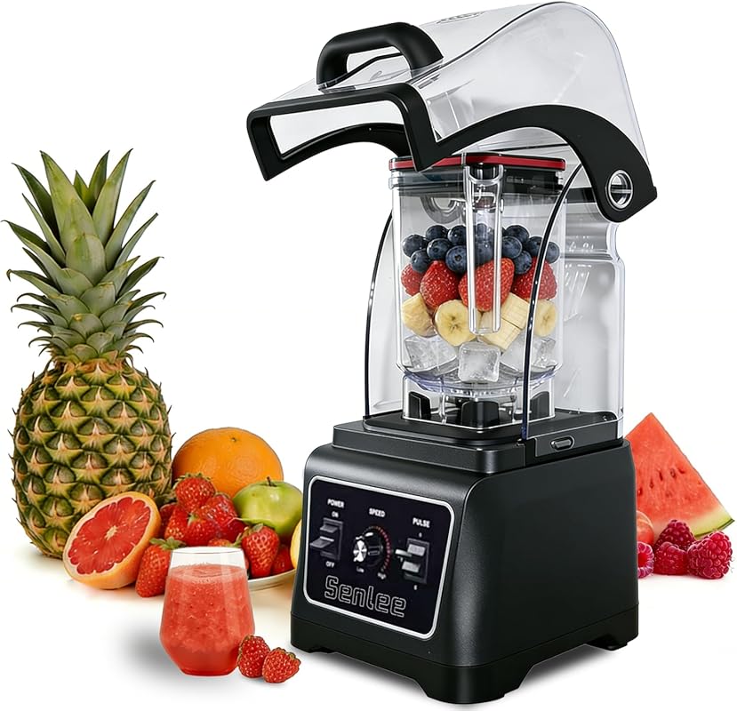 2200W Commercial Blender with Quiet Shield, Self-Cleaning, 64oz Jar, 6