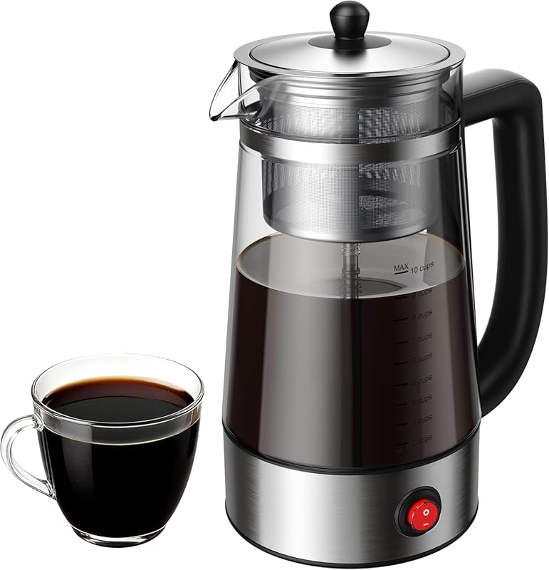 Electric 10-Cup Coffee Percolator with Auto Keep Warm - Stainless Stee