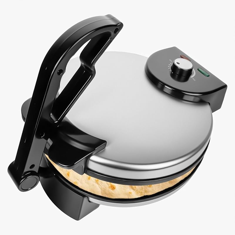 10 Inch Compact Electric Roti Maker - FREE Roti Warmer, Comfortable Ha