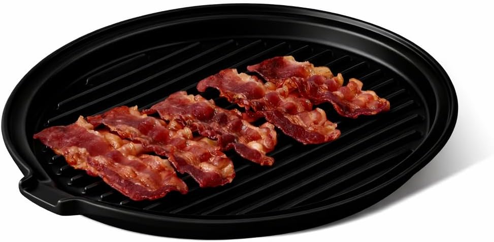 ONEMORE Microwave Bacon Tray Ceramic Bacon Cooker Meat Rack for Oven C
