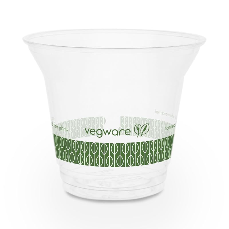 Vegware 9 oz Plant‑Based Compostable Cold Cups – 96‑Series, PLA Constr