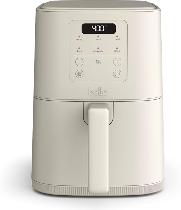 Bella 4Qt Slim Air Fryer with EverGood Ceramic Nonstick, Adjustable Te