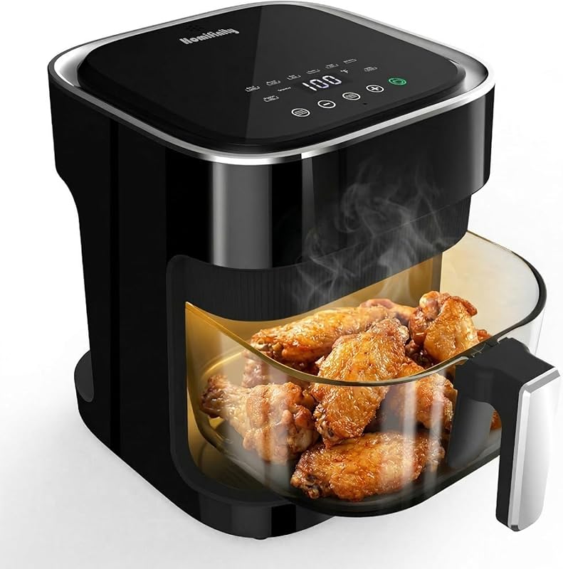 Glass 4.5Qt Air Fryer Featuring Borosilicate Basket, 360° View, Stainl