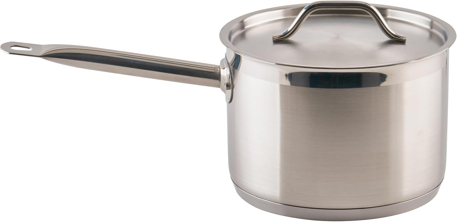 Winco 4.5-Quart Heavy-Duty Stainless Steel Sauce Pan with Cover