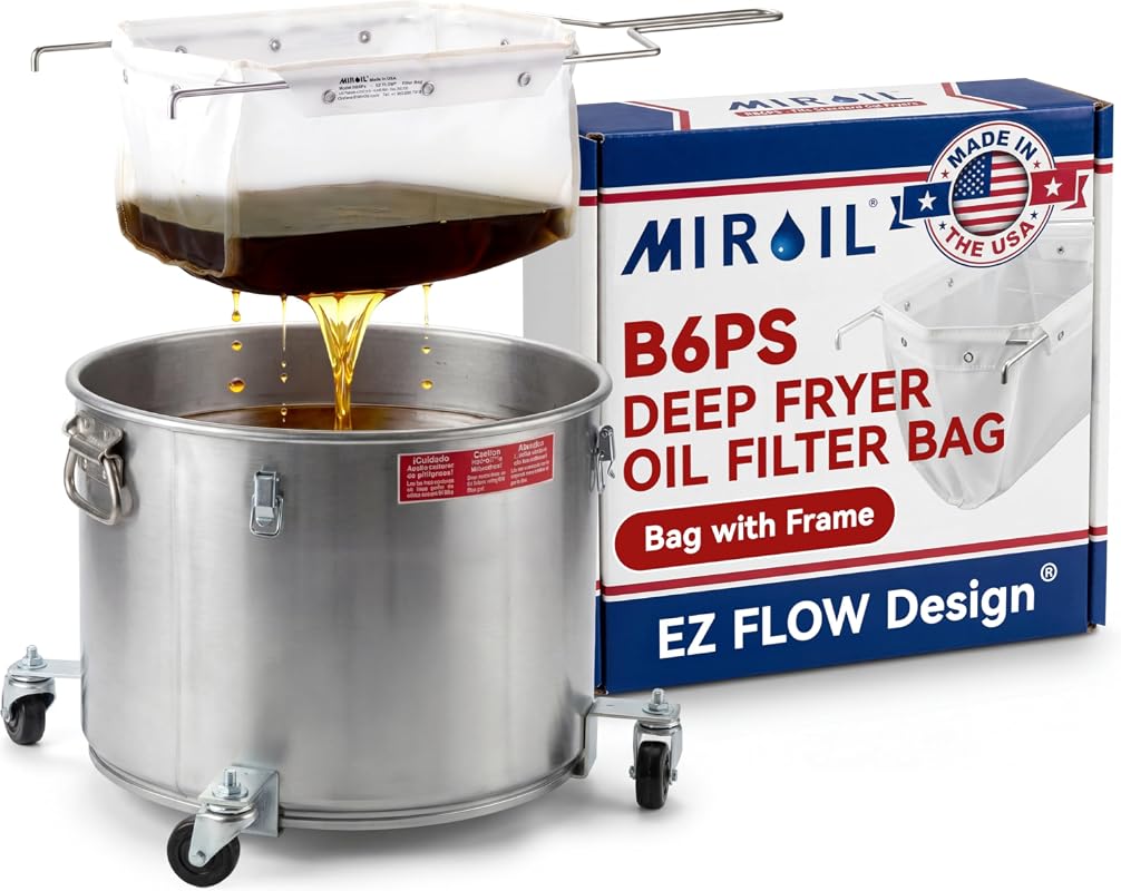 MirOil B6PS EZ Flow Deep Fryer Oil Filter Bag with Reusable Frame