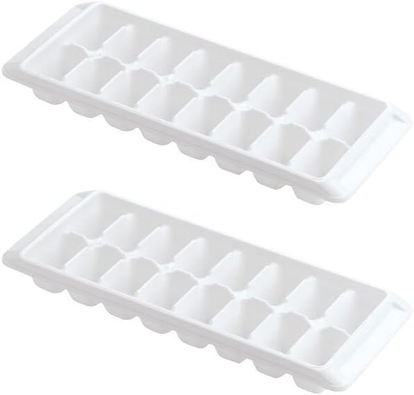 Kitch Ice Tray Easy Release White Ice Cube Trays - 16 Cube Capacity Pa