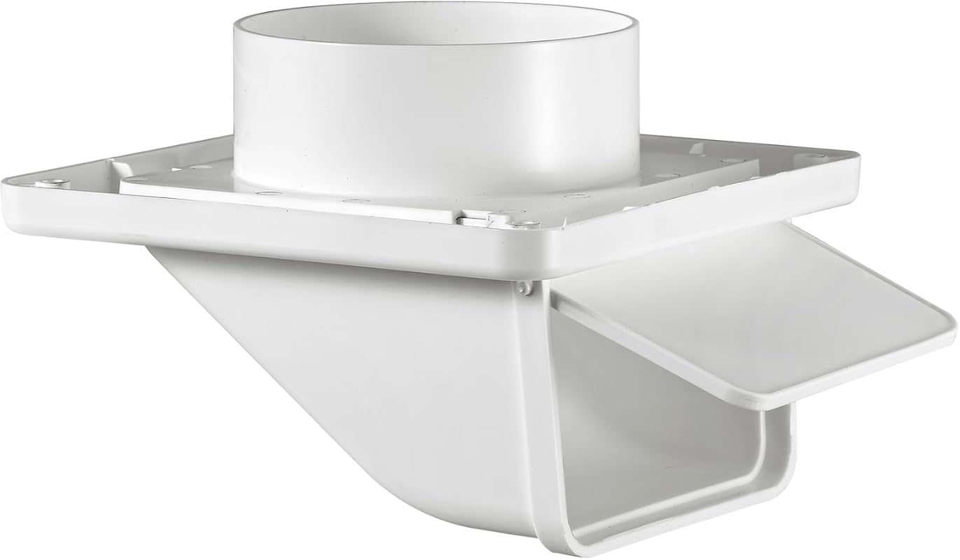Lambro 143W 4 Inch Plastic Soffit Exhaust Dryer Vent with Damper, Whit