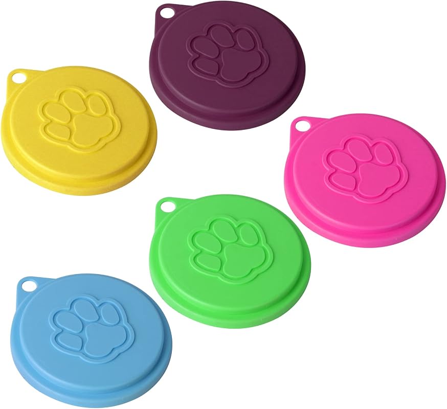 JIAKAI 5 PCS Reusable Self-Sealing Pet Food Can Lids for Dogs and Cats