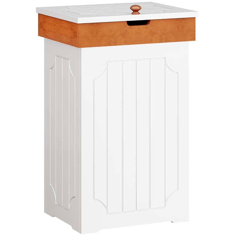 Function Home 13 Gallon Wood Trash Can Cabinet, Freestanding Dog Proof