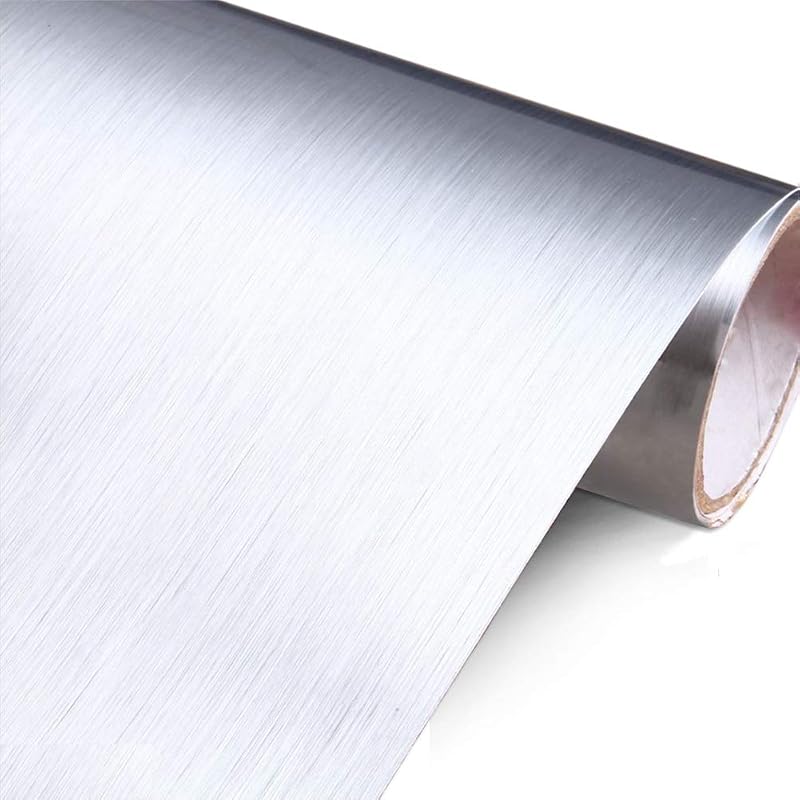 YENHOME 24x118 Inch Silver Brush Stainless Steel Contact Paper Self Ad