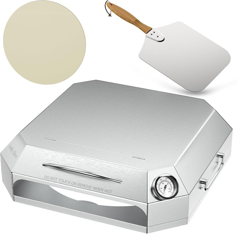 Onlyfire Grill Top Pizza Oven Kit with Peel & Thermometer for Gas Char