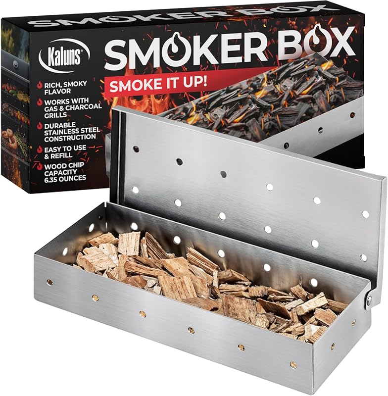 Kaluns Universal Stainless Steel Smoker Box, Gas or Charcoal Grill Smo