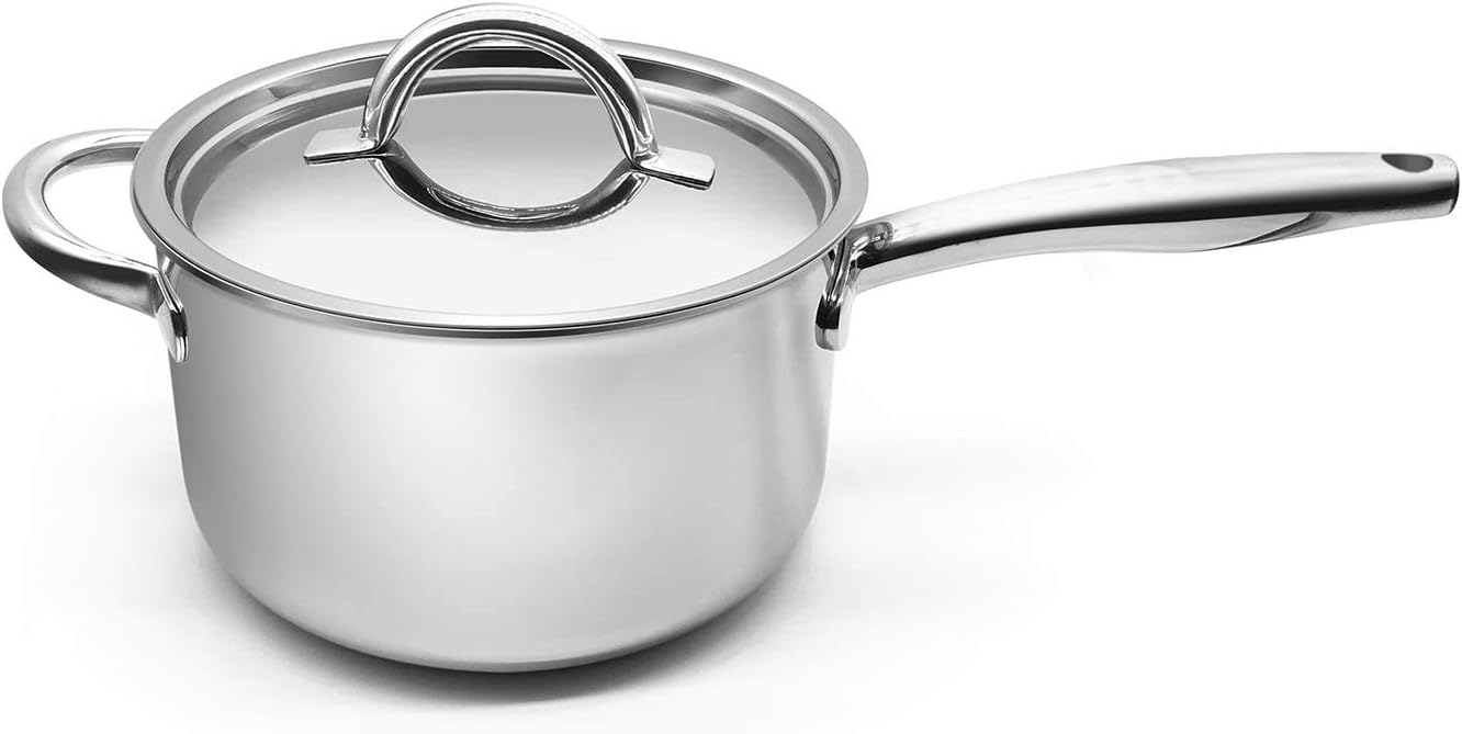 Fortune Candy 4-Quart Tri-Ply Stainless Steel Saucepan with Lid, Induc