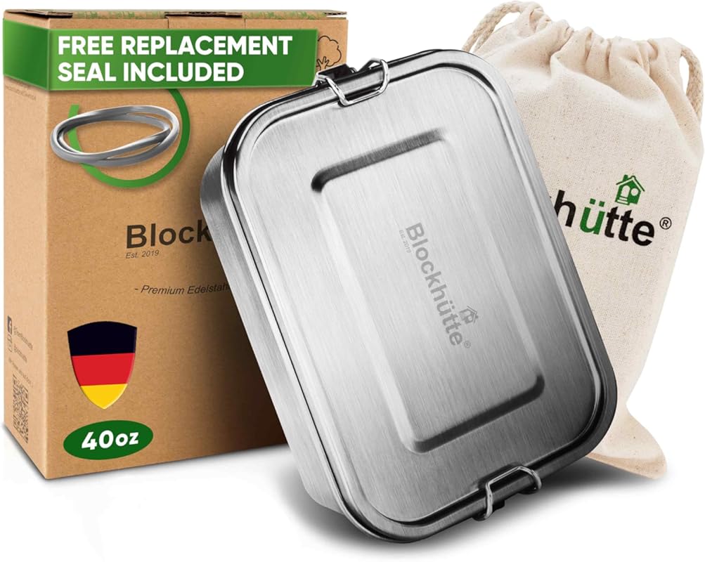 Blockhütte 40oz Stainless Steel Bento Box with 3 Compartments, Leak-Pr