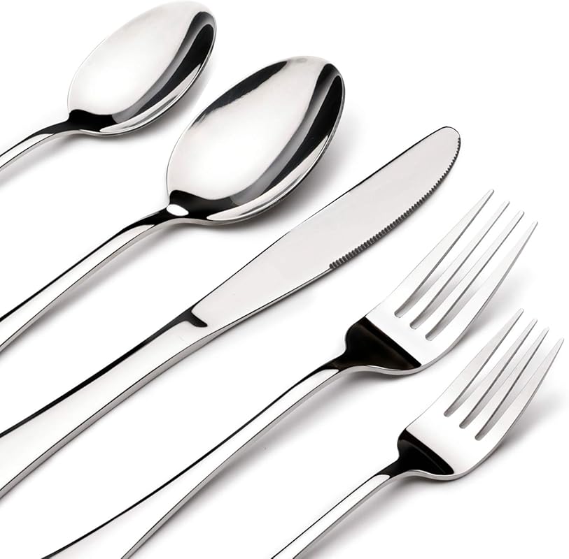 40-Piece Heavy Duty Stainless Steel Silverware Set for 8, Includes Steak Knives Forks Spoons