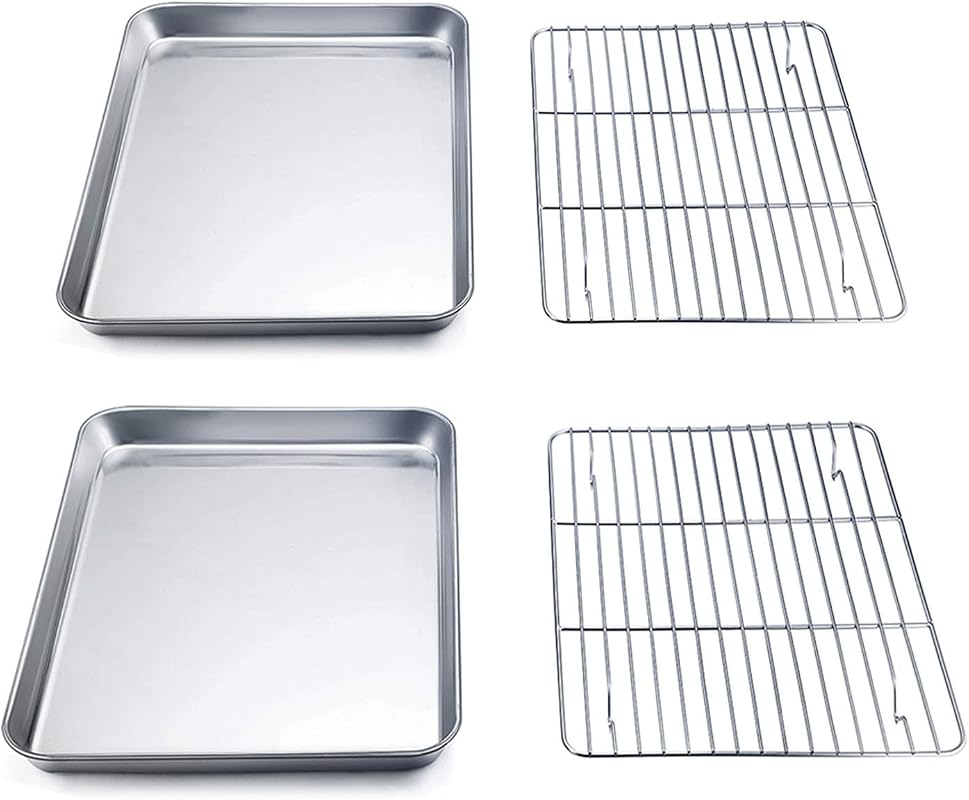 TeamFar Toaster Oven Pan with Rack Set of 4, 9